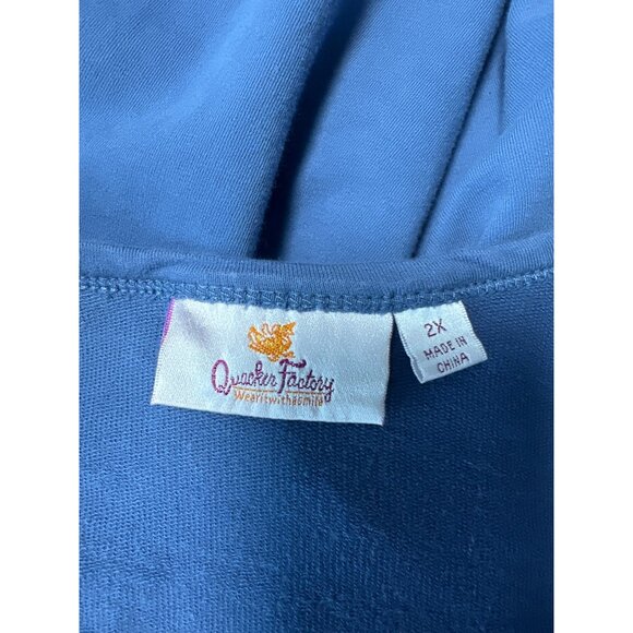 Quacker Factory Rhinestone and Stud French Terry Long Sleeve Top Women's Size 2X - Picture 4 of 7